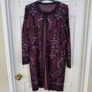 Roz & Ali Women's long sleeve long open cardigan Extra Large XL NWT